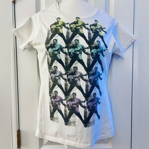 Elvis T-shirt Direct from Graceland juniors XL white multi cotton casual graphic